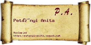 Petényi Anita névjegykártya