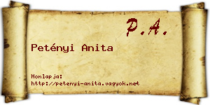 Petényi Anita névjegykártya