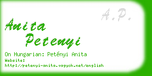 anita petenyi business card