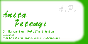 anita petenyi business card